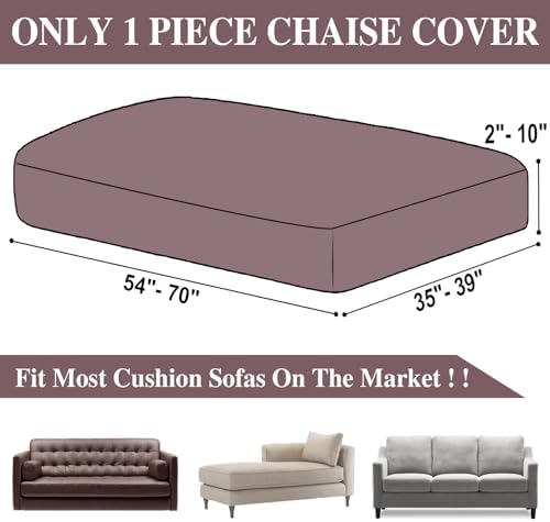 LA MEACK Couch Cushion Cover Chaise Lounge Cover Washable Separate Seat Chaise Couch Cover Stretch Sectional Sofa Slipcover(1 Piece for Chaise or Sofa 3-Seater, Brown)