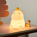 ATSUI Hippo Night Light, LED Squishy Novelty Animal Lamp, Food Grade Silicone, 2 Level Dimmable, Nursery Nightlight for Desk Decor, Funny Gifts Stuff for Boys Girls Baby, White Elephant Gifts