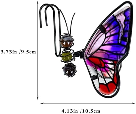 3Pcs Butterfly Decorations for Flower Pots - Iron and Glass Painted Hanging Butterflys Ornaments, Plant Pot Potted Hanger Figurines, Outdoor Garden Pendant Decor (Butterfly)