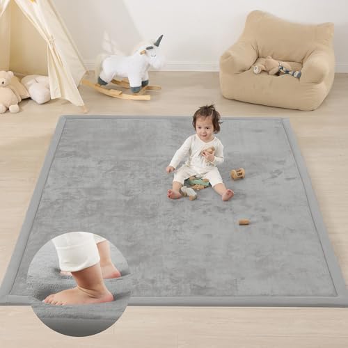 1.3" Thick Baby Play Mat for Floor,79x158 Large Memory Foam Tummy Time Mat