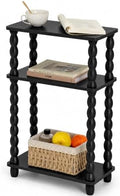 3-Tier Narrow Side Table, Skinny End Table with Wood Spindle Legs Black