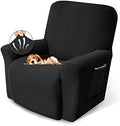 KEKUOU Recliner Chair Covers, 1-Piece Lazy Boy Recliner Covers, Black