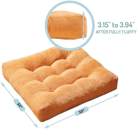 Floor Pillows Set of 6, Large Meditation Cushion for Adults, 22 Inch Square