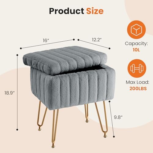 DUMOS Vanity Stool Chair, Ottoman with Storage for Living Room, Bedroom