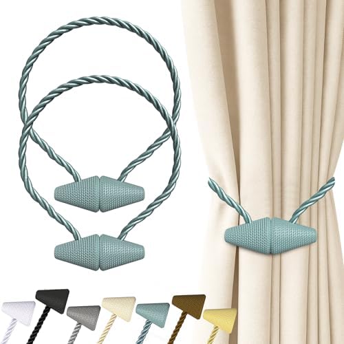 Hion Magnetic Curtain Tiebacks Blue 2pcs, Curtain Holdbacks Hooks Holders