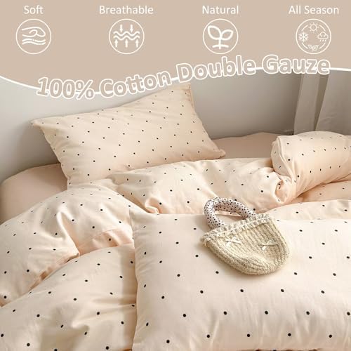 Polka Dot Duvet Cover Set 3 Pcs,104"×90" King Size Cotton Bedding