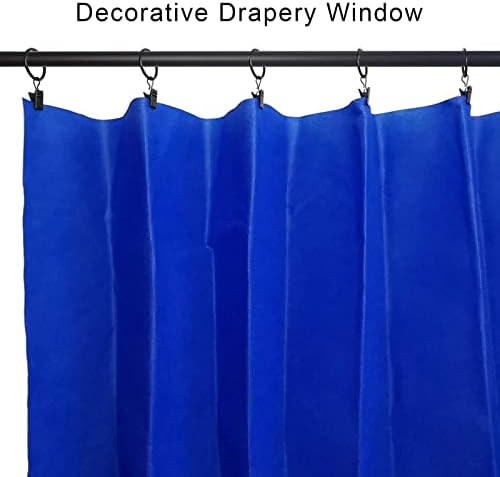44 Pack Metal Curtain Rings with Clips, 1 in ID, Black