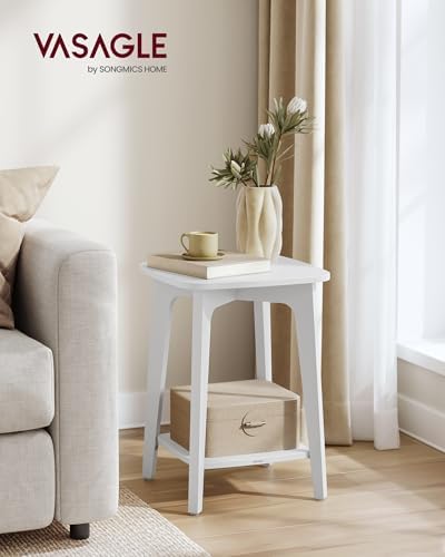VASAGLE Side Table, 2-Tier Small Square End Table, Nightstand