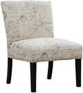 Roundhill Furniture Botticelli Fabric Armless Contemporary Accent Chair, Script Print