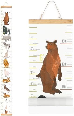 Growth Height Chart for Kids, Removable 79"x7.9" (Animal)