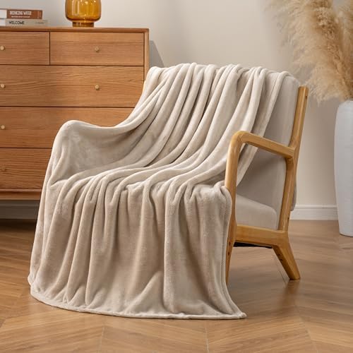 Luxury Fleece Warm Throw Blanket, Soft Lightweight Velvety Plush Throw for Couch and Bed, Cozy Comfy for All Seasons(Grain, 50×70 Inches)