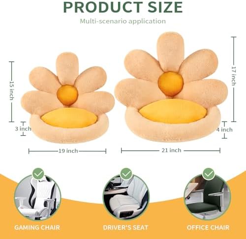 Ditucu Flower Shape Chair Pillow Cute Seat Cushion 19 inch Comfy Lazy Sofa Floor Pillows Dorm Seating for Bedroom Decor Orange
