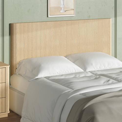 Boho Queen Fluted Headboard Only with Arched Corrugated, Oak