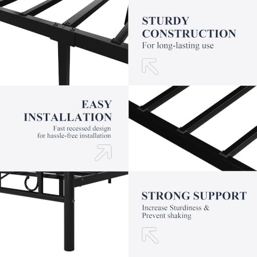 Allewie Metal Twin XL Platform Bed Frame, Butterfly Pattern Design, Black