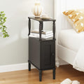 Veegle Narrow Nightstand,Skinny Slim End Side Table (Black)