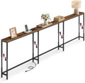 VASAGLE 106.3"Console Table, 25.2-35.2"Height Adjustable, with Power Outlet