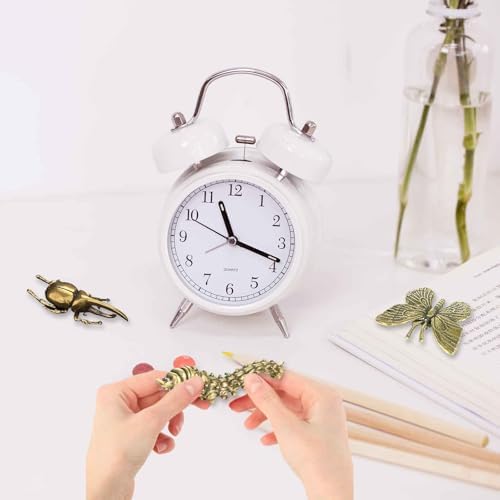 3PC Beetle Caterpillar Butterfly Sculpture Solid Metal Brass Animal Figurine Mini Insect Statue Ornament for Home Office Garden Desktop Decor Scene Decoration (Beetle + Caterpillar + Butterfly)