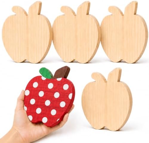 Jetec 5 Pack 6 Inch Unfinished Wooden Apple for Crafts Apple Cutouts
