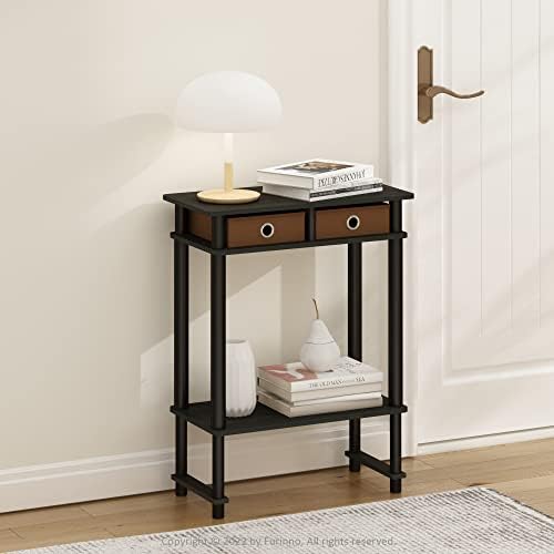 Furinno Turn-N-Tube Tall-Wide Hallway Console Table with Bin, Espresso/Brown