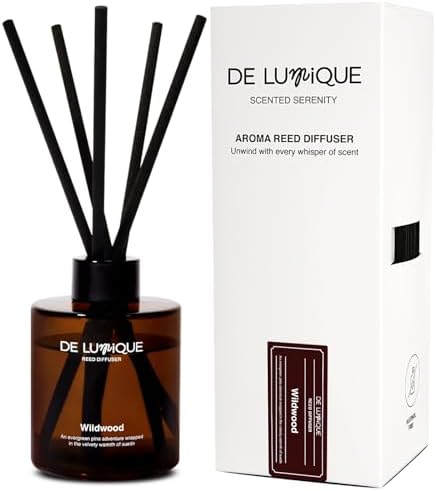 Wildwood Scent Reed Diffuser – Home Fragrance Diffuser with Pine, Suede, Patchouli & Sandalwood – Long Lasting Diffusers for Home Scented Aroma Sticks – 150ml