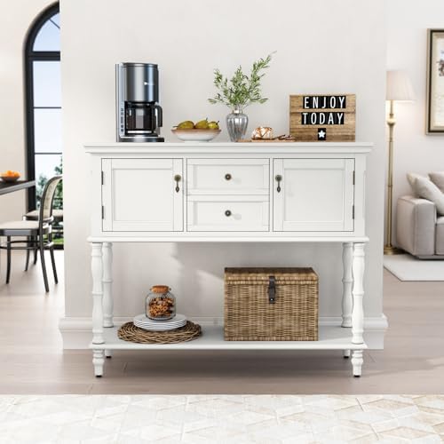 ARTPOWER Console Table with 2 Drawers, Retro Entryway Table with 2 Door