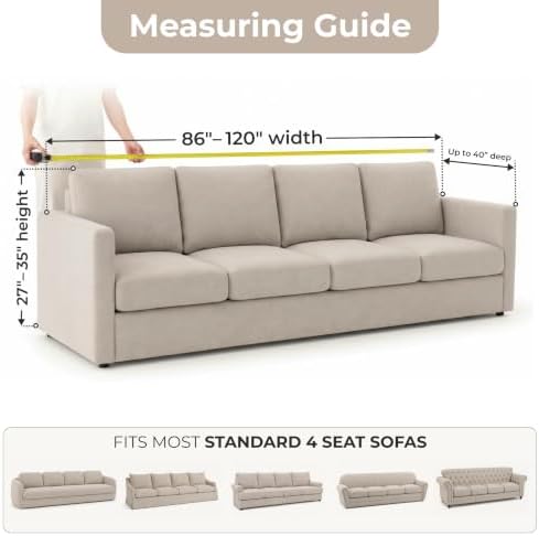 PAULATO Premium Stretch Couch Covers for Sofa - Sofa Chair Cover Washable, Dogs & Pets Friendly - Elastic Polyester Loveseat Slipcovers - Non-Slip Love Seat Couch Covers - Soft Taupe (86"-120" Wide)