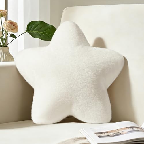 Star Pillow 15.4" Cute Soft White Decorative Throw Pillows for Couch Bed