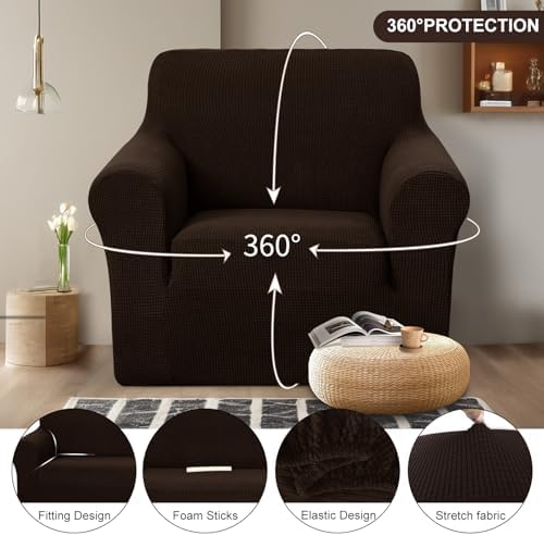U-NICE HOME Stretch Recliner Chair Cover Armchair Slipcover, Chocolate