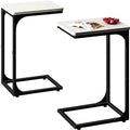 QEEIG C Shaped End Table Side Tables for Couch Set of 2, White & Black
