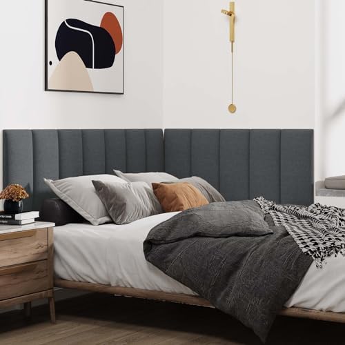IFNOW Wall Mounted Headboard, Peel and Stick Panels, Black, King