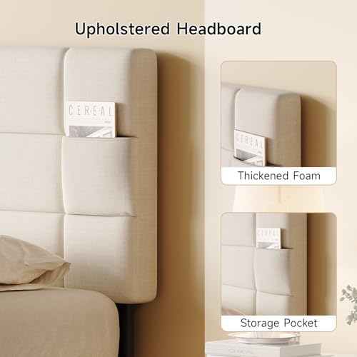 ONBRILL Headboard Full/Queen Size, Adjustable Height 42-48 in, Off White
