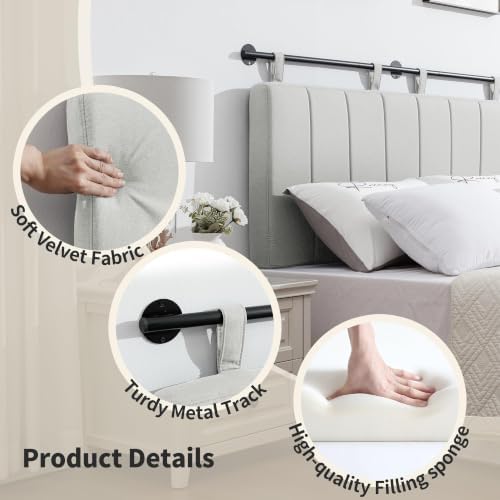 UEV Queen Headboard Only, Wall Mounted Hanging Upholstered Bed Head Board