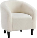 Yaheetech Small 25.5in Wide Sherpa Barrel Accent Chair for Bedroom, Ivory