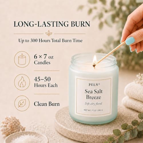 Scented Candles Gift Set, 6-Pack 7 oz Soy Candles, Fresh Botanical Scents