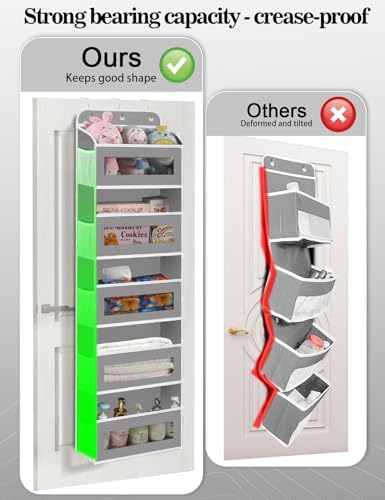 KYEVIS Over The Door Organizer, 5 Shelves Closet Door Hanging Organizer with 10 Mesh Pockets, Nursery Closet Organizer, Baby Essentials, Dorm Room Essentials for Girls