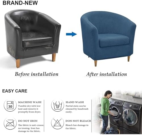 NILUOH Club Chair Slipcover 2-Piece Stretch Barrel Chair Covers Jacquard Tub Chair Slipcovers Soft Armchair Sofa Covers for Living Room