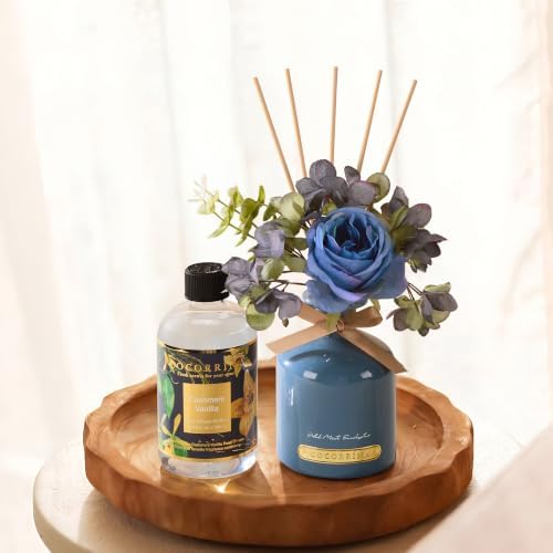 Cocorrína Reed Diffuser Refill Cashmere Vanilla 10.15oz (300ml) with 8 Sticks - Premium Long-Lasting Scented Oil Home Fragrance for Bedroom, Bathroom Home Decor