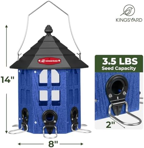 Kingsyard Hopper Bird Feeders for Outdoors Hanging, Squirrel-Proof