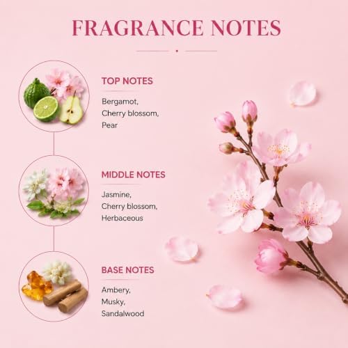 Airkeep Cherry Blossom Reed Diffuser Refill – 6.76 fl oz – Premium Scented Oil for Home Aromatherapy – Long-Lasting Fragrance for Reed Diffusers – Perfect for Bathroom, Bedroom & Home Decor