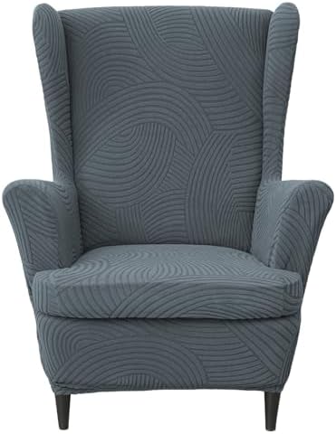 HAOYONG Wing Chair Slipcovers Printed Wingback Chair Covers 2 Pieces Wingback Armchair Slipcover Stretch Chair Slip Covers Washable Armchair Protector Cover for Living Room and Bedroom