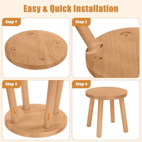 Solid Wooden Stool, Plant Stand,Step Stool,Small Round Stool,Walnut,11.8" H