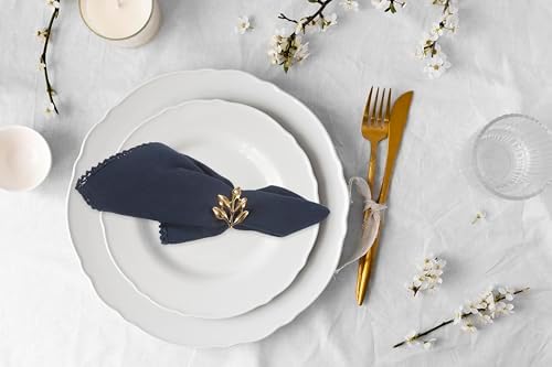 Accent Home Navy Lace Cloth Napkins, Set of 6, 18x18 Inches