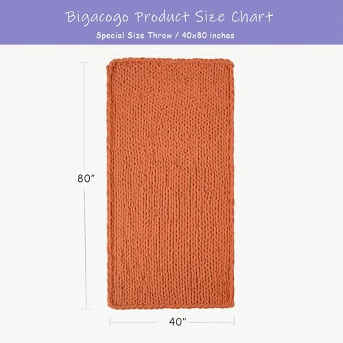 Bigacogo Chunky Knit Throw Blanket for Couch, 40x80 inches, Terracotta