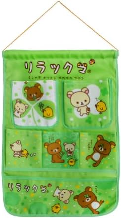 Blancho Bedding [Bear & Chicken] Green Wall Hanging Organizer/Wall Baskets/Hanging Baskets with 6 Pockets, 14" x 20" Fabric Over The Door Storage Bag for Nursery, Bedroom, Bathroom and Closet