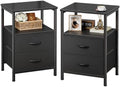 Huuger Night Stand Set of 2, Nightstand with 2 Drawers, Bedside Table
