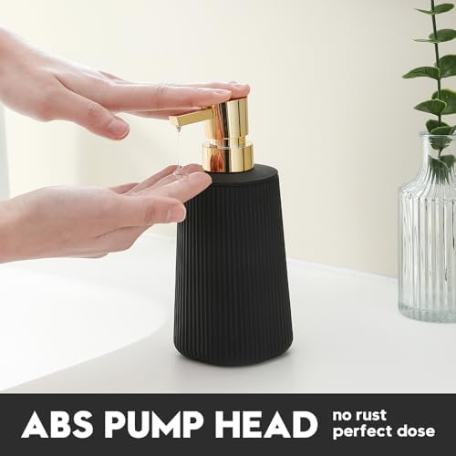 YAUKPH Small Soap Dispenser for Bathroom and Kitchen Matte Black and Gold