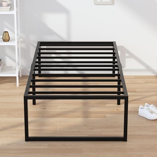 EMODA 16 Inch Narrow Twin Bed Frame 30x75, Heavy Duty Metal Platform