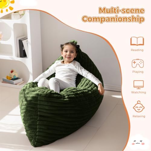 MAXYOYO 3 in 1 Kids Bean Bag Chair, Comfy Floor Sofa with Removed Cover
