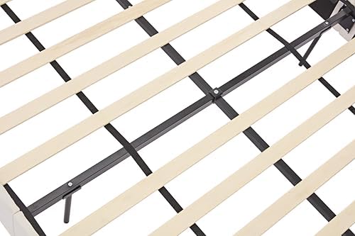 Queen 54" Tall Headboard Wingback Upholstered Platform Bed Frame Elegant Simplicity Chenille for Bedroom Strong Wood Slats Support No Box Spring Needed Easy Assembly No Noise Cream White