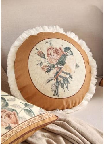 patdrea Designer French Vintage Round Throw Pillow Cover,Diameter 16"